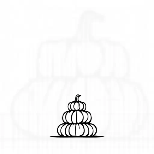 A silhouette of a stacked group of pumpkins.