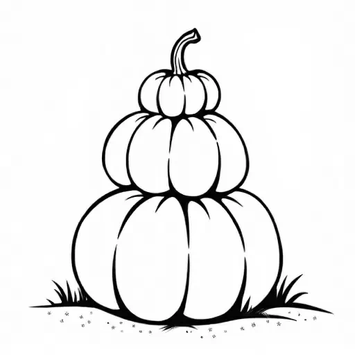 A silhouette of a stacked group of pumpkins.