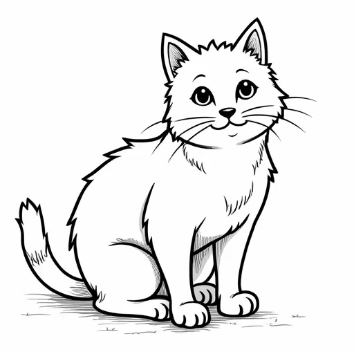 A SIMPLE CUTE CAT WITH BOLD LINES