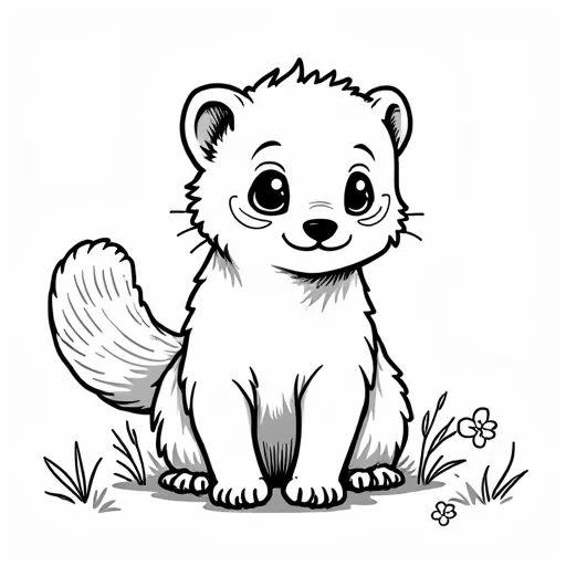 a SIMPLE CUTE FERRET WITH BOLD LINES