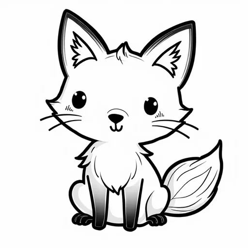 a SIMPLE CUTE fOX WITH BOLD LINES