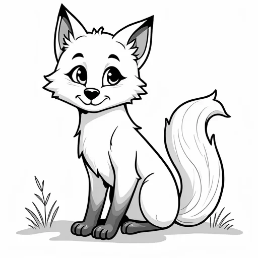 a SIMPLE CUTE FOX  WITH BOLD LINES