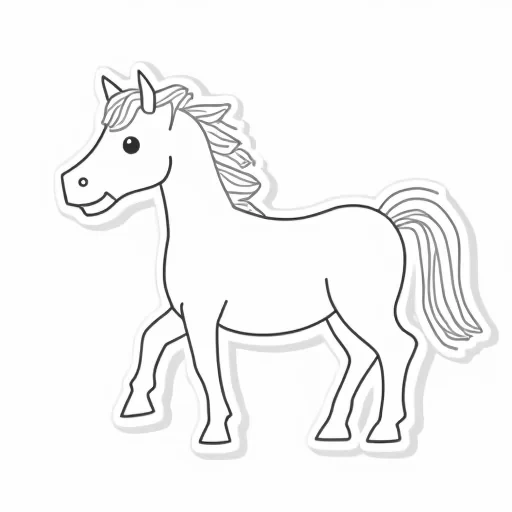 a SIMPLE CUTE HORSE  WITH BOLD LINES