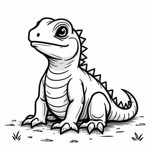 a SIMPLE CUTE IGUANA WITH BOLD LINES