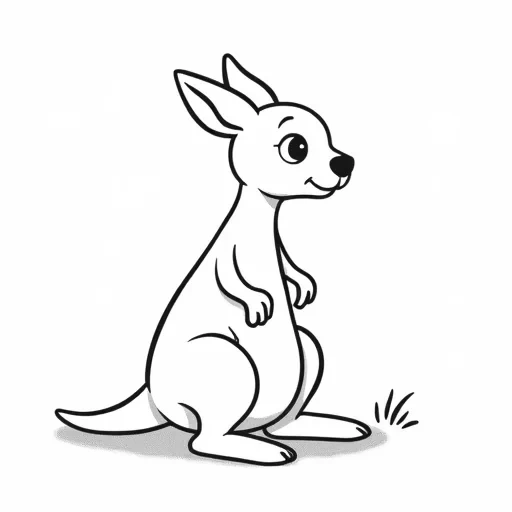 a SIMPLE CUTE KANGAROO  WITH BOLD LINES