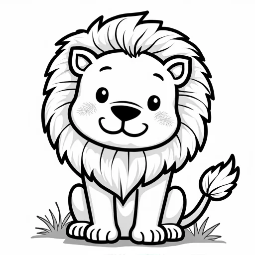 a SIMPLE CUTE LION  WITH BOLD LINES