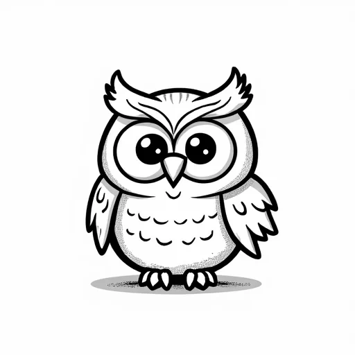 a SIMPLE CUTE OWL  WITH BOLD LINES