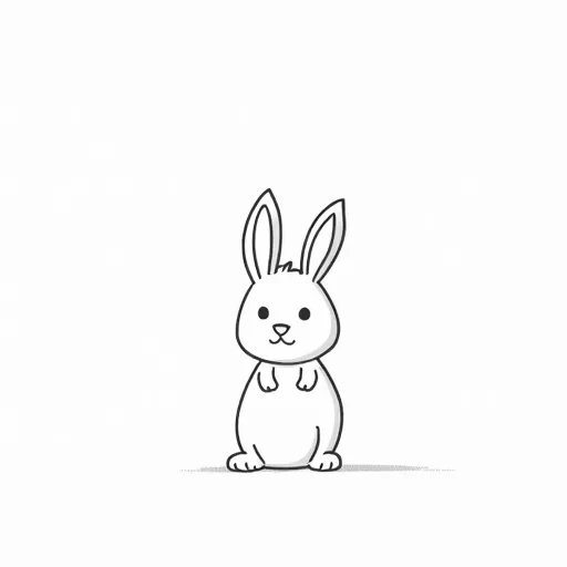 a SIMPLE CUTE RABBIT  WITH BOLD LINES