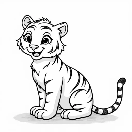 a SIMPLE CUTE TIGER  WITH BOLD LINES