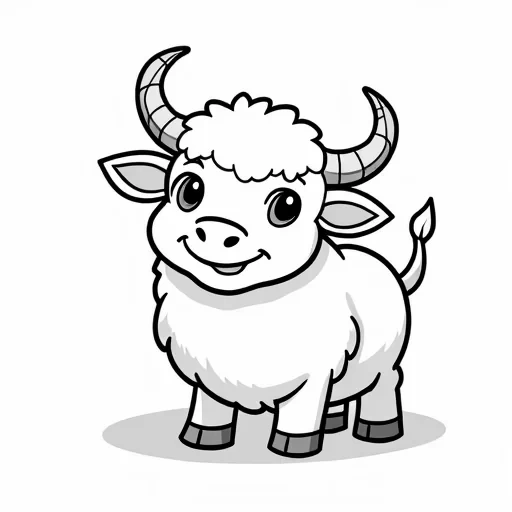 a SIMPLE CUTE YAK WITH BOLD LINES