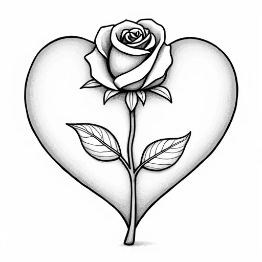 A small, beautiful 3d layered rose attached to a heart