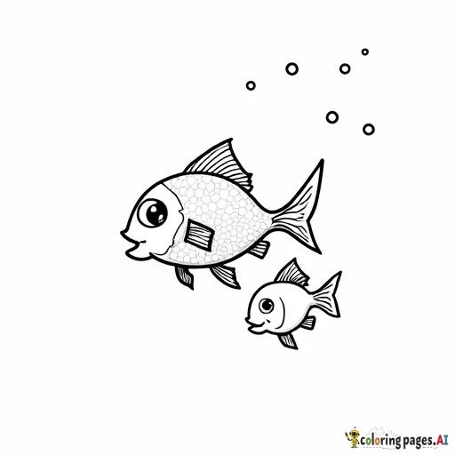 A small fish swimming in water, with a bigger fish and a smaller fish nearby