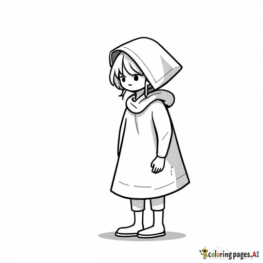 A standing girl with a small folded blanket on her head