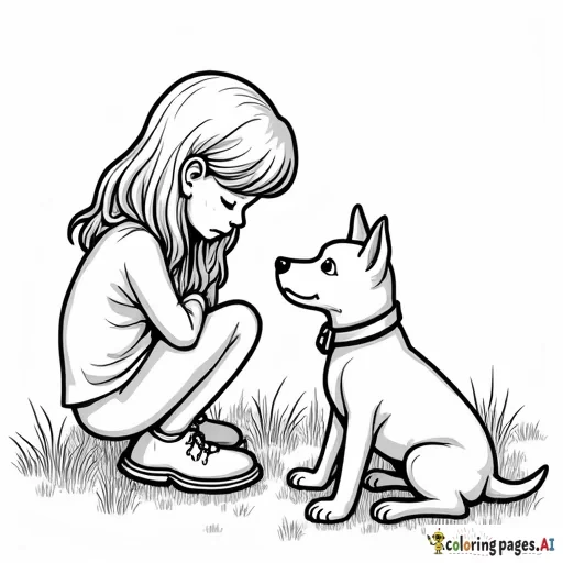 a teen girl saying a sorrow  goodbye to her best dog