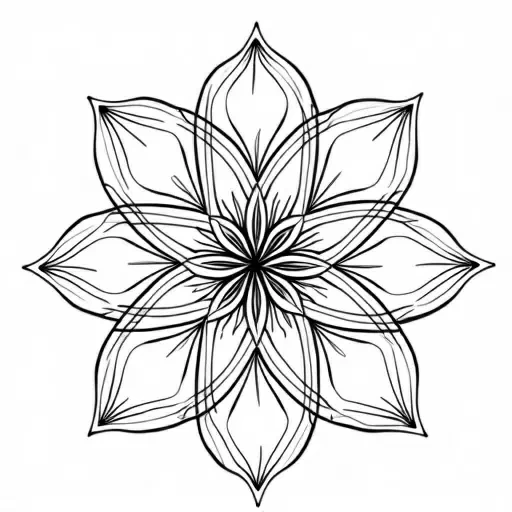 A unique solid black geometric shape. IN solid black oil median ART. Entire image to be completely surrounded by a bright white background.