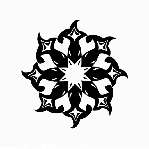 A unique solid black geometric shape. IN solid black oil median ART. Entire image to be completely surrounded by a bright white background.