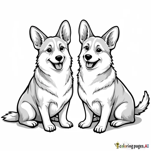 A valentine's day theme with two corgis named Mac & Cheddar.  The corgis have no tail. Incorporate cheddar cheese & mac-n-cheese. no tails on the dogs