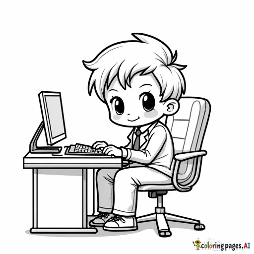 A well dressed chibi working a desk job
