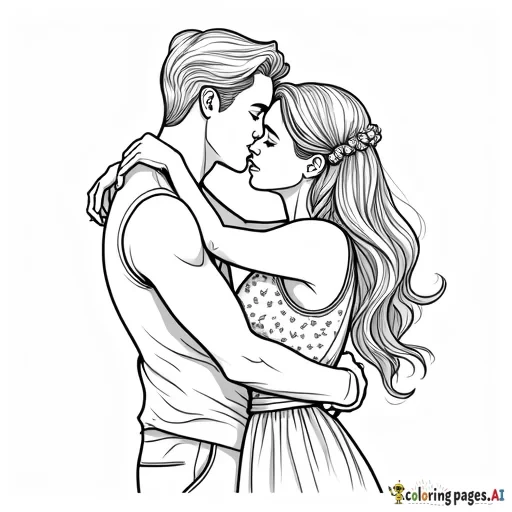 *AI Image Generator Prompt:   "Create a tasteful and artistic coloring page depicting an intimate scene between a couple, emphasizing love and connection. The scene should focus on the emotional bond between the two figures, capturing them in a warm and affectionate embrace. Include elements like gentle swirls around them to suggest movement and emotions. The outlines should be clear and bold, suitable for coloring, with patterns in their clothing and surroundings that encourage creativity. The overall atmosphere should be romantic and respectful, celebrating intimacy and companionship."