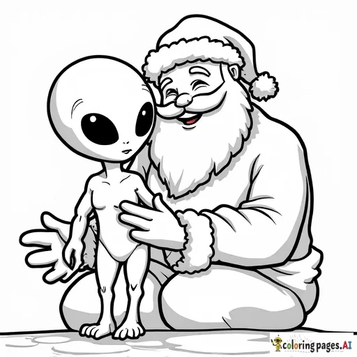 An alien being updated by Santa Clause
