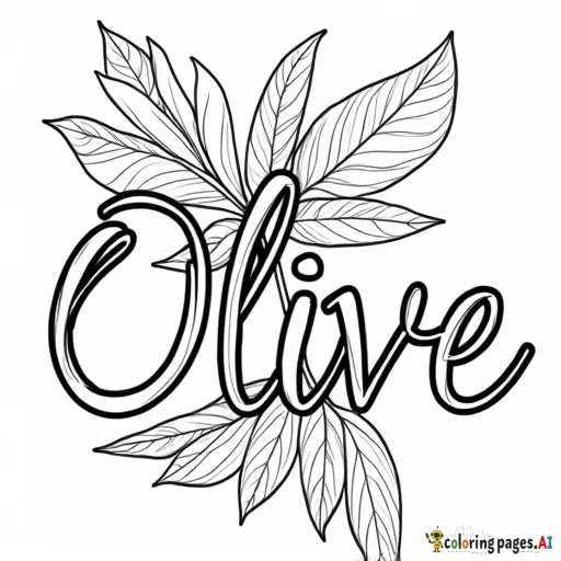 an artistic image of the word Olive that can be used as coloring page