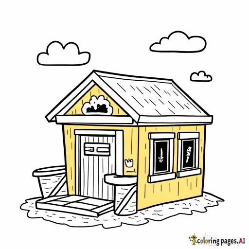 an ice cream house that is blue and yellow