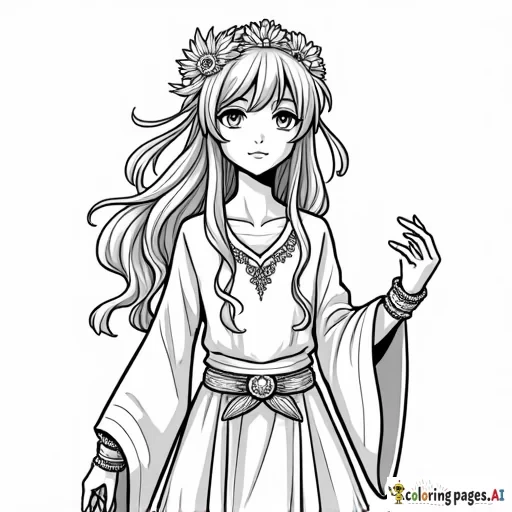 anime mythological women black and white