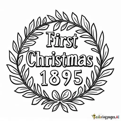 Babe's First Christmas 1895 Text Logo without any pictures of humans, without any pictures of animals, without any pictures of birds, and without any pictures of insects.