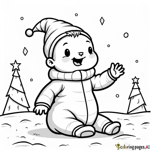 Baby boy birthday bash in snowy landscape