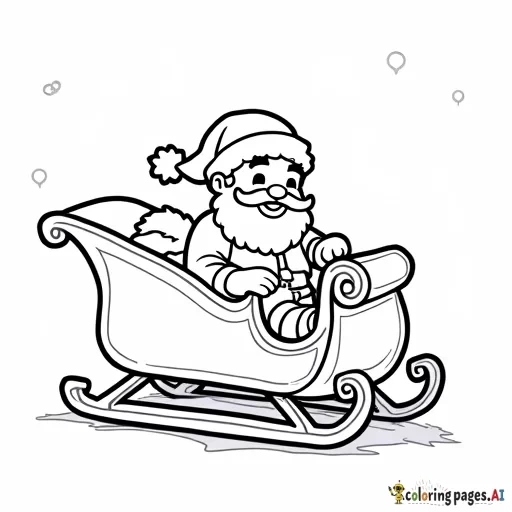 Baby boy helping santa in sleigh