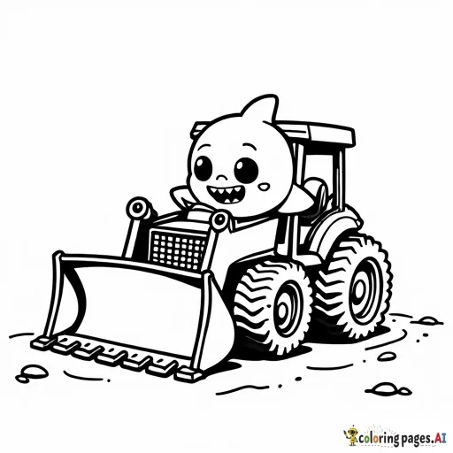 baby shark driving bulldozer