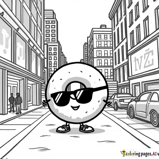 Bagel with sun glasses standing in NYC in Times Square