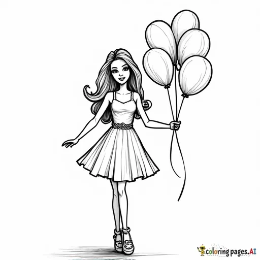 Barbie holding balloons saying get well soon
