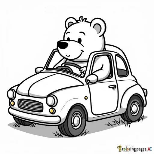 bear driving a car