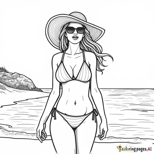 black on the beach in 2 piece bikini curvy