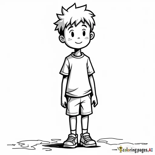 Boy facing forward with a map of the world behind him