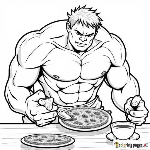 boy having breakfast with the hulk