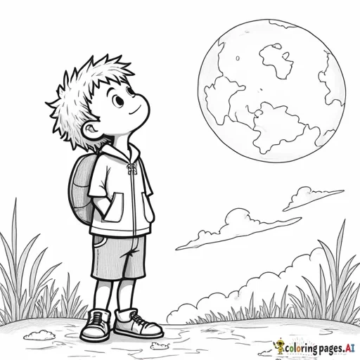 Boy with a world behind him