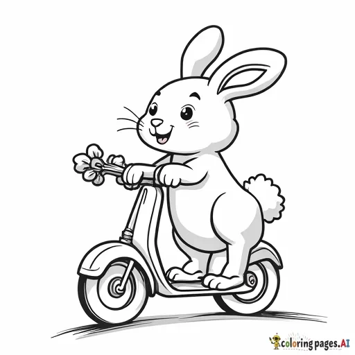 bunny on a scooter, eating a celery