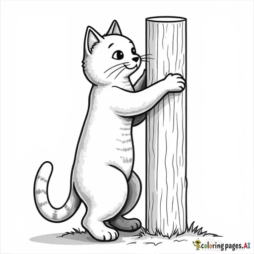 Cat climbing a scratching post