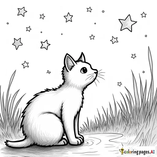 cat looking at the stars