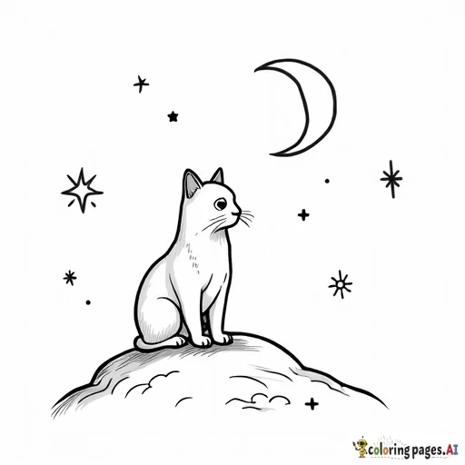cat sitting on the moon