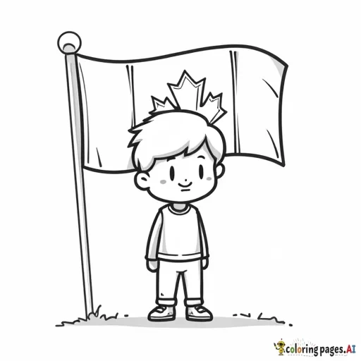 child in front of a Canada flag