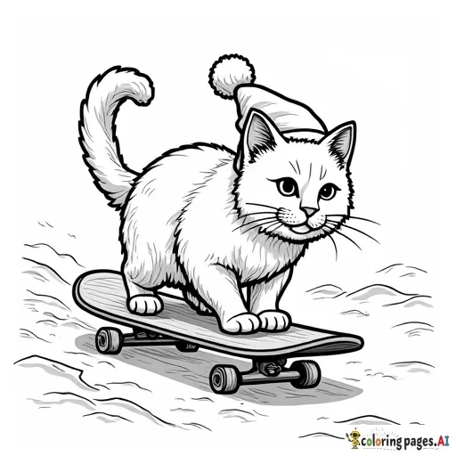 Christmas cats riding skateboards