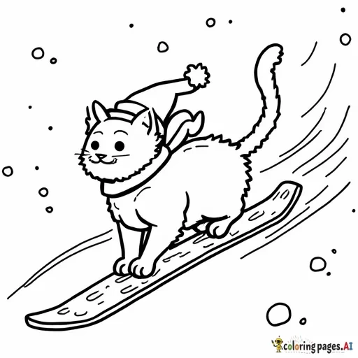 Christmas cats riding snowboards