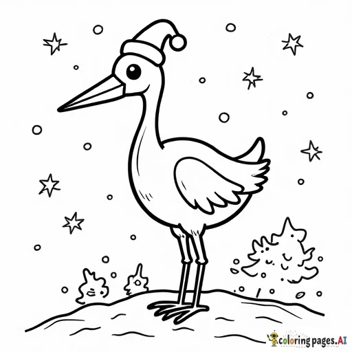 Christmas, Crane, Snow