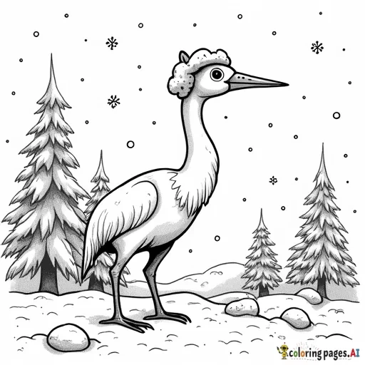 Christmas, Crane, Snow