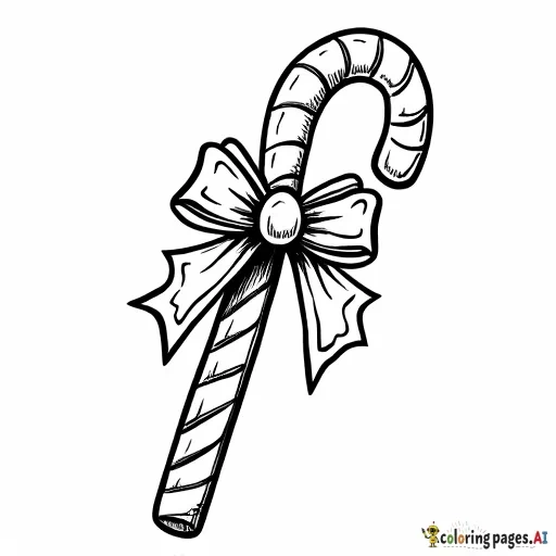 color page featuring candy canes and holly