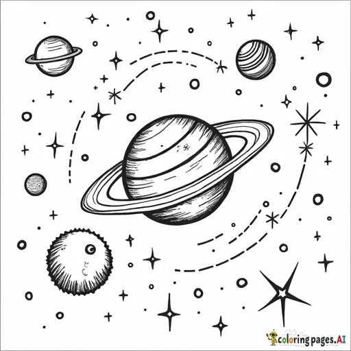 Coloring book for children about space and the planets of the Milky Way