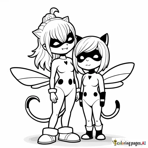 Coloring page Ladybug & Cat Noir
